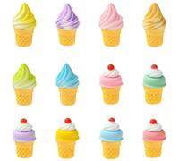 Stiesy 36 Pcs 12 Styles Cute Ice Cream Shape Resin Slime Charms 3D Imitation Food Ice Cream Cone Sculpture Display Decorations DIY Jewelry Making House Decorations