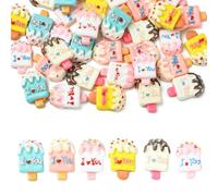 Stiesy 36Pcs Cute Resin Popsicle Slime Charm Beads 6 Colors I Love You Ice-Cream Flat Back Cabochons DIY Finding Supplies for Scrapbooking Hair Clip Phone Case Summer Theme DIY Crafts