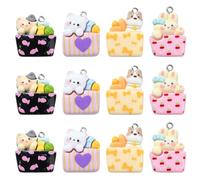 Stiesy 40 Pcs 4 Styles Animal Charms Resin Cute Dog Bear Rabbit Cat with Pocket Dangle Charms for Jewelry Making DIY Bracelet Crafting Necklace