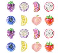 Stiesy 40 Pcs 8 Styles Resin 3D Fruit Slime Charms with Electroplate UV Plating Iridescent Peach Strawberry Lemon Watermelon for DIY Jewelry Making Dollhouse Decorations
