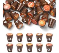 Stiesy 40 Pcs Mini Coffee Cup Collection Resin Espresso Model Decor Miniature Drink Figurines for Barista Theme Shelf Display Coconut Brown Kitchen Decor
