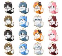 Stiesy 40Pcs 8 Styles Enamel Cat Charms Printed Pet Kitten Pendant Charm Cute Animal Dangle Charms for DIY Bracelet Crafts Jewellery Making