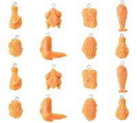 Stiesy 40Pcs Fried Chicken Resin Charms, 8 Styles Imitation Fast Food Pendants with Loop for DIY Jewelry, Keychain, Bag Charm, Gift for Food Lovers