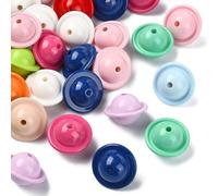 Stiesy 40Pcs Mixed Colors Acrylic Spaceship Beads Planet Universe Space UFO Theme Spacer Beads for Bracelets Necklace Keychains DIY Jewelry Making Crafts