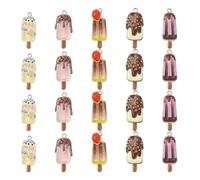 Stiesy 40Pcs Printed Resin Ice Lolly Charms with Loop, 5 Styles Cute Sweet Food Charm Beads Bulk for Jewelry Making, DIY Craft Projects and Present Making