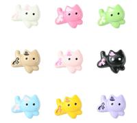 Stiesy 45 Pcs 9 Colors Zinc Alloy Cat Beads Baking Painted Pastel Color Cute Kitten Shape Spacer Loose Craft Beads Bulk for DIY Jewellery Making Necklace Bracelet Earring Keychain