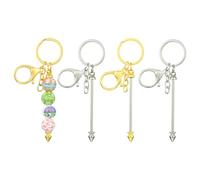 Stiesy 4Pcs 2 Colours Beadable Keychain Bar Beadable Blanks DIY Bead Bar Keychain Kit with Lobster Clasps for DIY Keychain Making Supplies