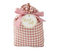 Stiesy 5 Pcs Cloth Pink Tartan Candy Drawstring Bags - Small Gift Bags for Wedding, Parties, DIY Crafts and Christmas