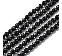 Stiesy 5 Strands Natural Black Tourmaline Beads 3mm Faceted Gemstone Beads Small Round Stone Chip Bead Healing Crystal Spacer Beads for Jewellry Making Crafts Bracelet Necklace Earring DIY