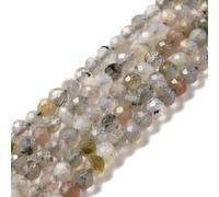 Stiesy 5 Strands Natural Labradorite Beads 3mm Faceted Gemstone Beads Round Chakra Stone Chip Bead Healing Crystal Spacer Beads for Jewellry Making Bracelet Crafts Necklace DIY