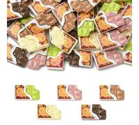 Stiesy 50 Pcs 5 Colors Chocolate Resin Slime Charms Cabochons Imitation Food Charms for Jewelry Making DIY Cake Decor Accessories Scrapbooking Supplies