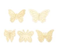 Stiesy 50 Pcs 5 Styles Unfinished Wood Crafts to Paint Butterfly Unfinished Wood Cutout Blank Wooden Slices for Home Decor DIY Scrapbooking Handmade Crafts