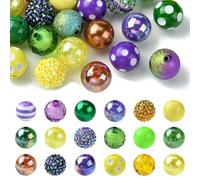 Stiesy 50 Pcs Chunky Bubblegum Beads Carnival Theme Large Round Beads 20mm Acrylic Rhinestone Spacer Loose Beads Bulk for DIY Bracelet Necklace Keychain Jewellry Craft Party Home Decoration