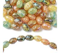 Stiesy 50 Pcs Golden Metal Enlaced Acrylic Oval Beads Carved Flower Pattern Spacer Loose Beads Geometric Shapes Beads Bulk for Jewellry Making DIY Craft Necklace Bracelet Women