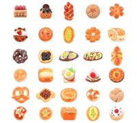 Stiesy 50 Pcs Opaque Resin Assorted Bread Cake Slime Charms Beads Imitation Food Decoder Cabochons Toast Brezle Bread Cream Cake Roll Shape Flat Back Beads for Scrapbooking Embellishment DIY Craft