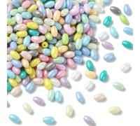 Stiesy 500Pcs Baking Paint Glass Oat Rice Beads, Mixed Color Oval Loose Beads Spacers with 1mm Hole for Jewelry Making, Beading, Crochet, Friendship Bracelets, Bulk Craft Supplies