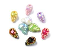 Stiesy 50Pcs Acrylic UV Plating Skull Beads Spacer DIY Craft Beads Skull Head Shaped Loose Beads Bulk for DIY Earrings Necklace Jewellry Charm Supplies