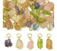 Stiesy 50Pcs Natural Nuggets Gemstone Charms Raw Irregular Stone Pendants