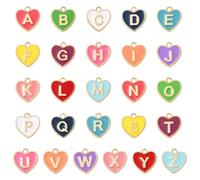 Stiesy 52Pcs Letter Charms for Jewellery Making Initial A-Z Alphabet Heart Charm Bulk Capital Letter Enamel Pendants for Jewelry Bracelets Necklaces Making DIY Crafts