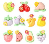 Stiesy 55 Pcs Opaque Resin Fruit Slime Charms Beads Fruit Flatback No Holes Food Cabochons DIY Crafts Accessories Strawberry Flat Back Beads for Jewellry Making Card Making Hair Accessories DIY Craft