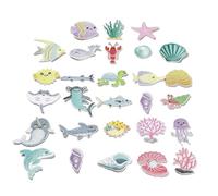 Stiesy 56 Pcs Marine Animal Theme Iron on Patches Sharks Starfish Tropical Fish Dolphins Conch Jellyfish Embroidered Patches Stickers for Clothing Hat Backpack Bag Jacket