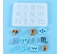 Stiesy 5Pcs Twelve Constellations Silicone Molds Zodiac Sign Astrology Epoxy Resin Casting Molds for UV Resin Jewelry Pendants Making DIY Crafts