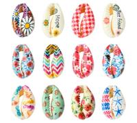 Stiesy 60 Pcs 12 Styles Printed Natural Shell Beads No Hole Shell Loose Beads Undrilled Hope Best Friend Word Summer Beach Shell Beads for DIY Summer Craft Jewellry Making Decoration