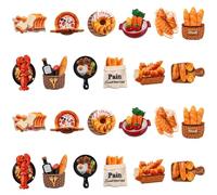 Stiesy 60 Pcs 12 Styles Resin Imitation Food Slime Charms Beads No Hole Bakery Flatback Beads Baguette Toast Cake Roll Openoven Shape Beads Bulk for DIY Hair Pin Jewellry Making Home Decorations