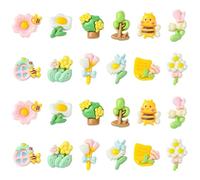 Stiesy 60 Pcs 12 Styles Spring Theme Resin Slime Charms Cute Animal Bee with Flower Cabochons Flatback Beads for Women Nail Art Decoration Craft Making Ornament Scrapbooking DIY Crafts