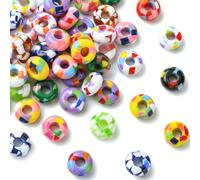 Stiesy 60Pcs Acrylic European Rondelle Beads, Colorful 5.5mm Large Hole Beads Bulk for Macrame Bracelets, Chunky Jewelry, DIY Beadwork