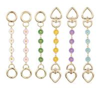 Stiesy 6Pcs 6 Colours Enamel Daisy Flower Purse Extender Chains Golden Purse Strap Extenders with Swivel Clasps Floral Link Chains Replacement Purse Clutches Handles