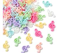 Stiesy 70Pcs 7 Colors Opaque Resin Music Symbol Cabochons, Instrument Music Note Flatback Charms for Crafts Earrings Phone Case Scrapbooking Decor Jewelry