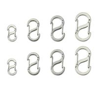 Stiesy 8 Pcs 4 Styles 304 Stainless Steel Lobster Clasps Double Opening Carabiner Clasps Necklace Clasps and Closures S-Hook Clasps for DIY Jewelry Repair Kit Bracelet Necklace Jewelry Closing