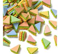 Stiesy 80Pcs 8 Colors Resin Sandwich Slime Charms Beads No Hole Imitation Mini Food Flatback Beads Sandwich Bread Shape Beads Bulk for DIY Hair Pin Jewellry Making Home Decorations