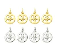 Stiesy 8Pcs Button Shape Brass Charms Knot Round Coin Charms Gold Silver Buttons Shape Pendants for Jewellery Making Necklace Earrings Bracelet DIY Crafts