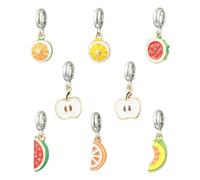 Stiesy 8Pcs Enamel Fruit Charms 3D Fruits European Dangle Charms Lemon Apple Orange Watermelon Large Hole Pendants for Jewellery Bracelet Nacklace Making Crafts Decor, Hole: 5mm