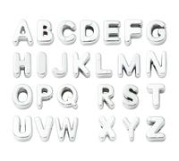 Stiesy A-Z Letter Acrylic Beads Silver Color 26Pcs Alphabet Large Hole European Beads Bulk for DIY Jewelry Making Personalized Name Bracelets