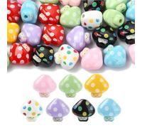 Stiesy Acrylic Mushroom Beads 40Pcs, Cute Mushroom with Smile Face DIY Craft Beads Bulk for Jewelry Making, Whimsical Fairy Cottagecore Bracelets Keychains, 8 Colors