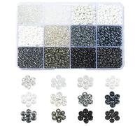 Stiesy Approx 1800 Pcs 12 Colors Glass Round Seed Beads Classic Disc Black White 4mm Beads Kit for Craft Jewelry Making DIY Bracelet Necklaces