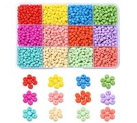 Stiesy Approx 1800Pcs 12 Colors Glass Round Seed Beads Small Round Beads Rainbow Color Baking Paint 4mm Seed Beads Kit for Craft Jewelry Making DIY Bracelet Necklaces