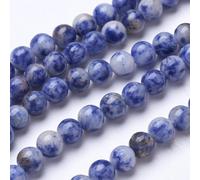 Stiesy Blue Spot Jasper Beads Strand 6mm Round Natural Stone Beads with 1mm Hole for Handmade Jewelry Making Healing Crystal Crafts Gifts 60pcs/Strand
