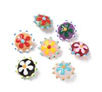 Stiesy Bumpy Flower Lampwork Beads 20Pcs Mixed Colors Hand Drawn Enamel Glass Spacer Loose Beads Supplies for Bohemian DIY Jewelry Making Craft