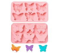 Stiesy Butterfly Silicone Moulds 2Pcs Reusable Animal Chocolate Mould Insect Candy Molds for Baking Fondant Cake DIY Soap Pudding Party Snacks Treats