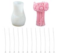 Stiesy Flower Pillar Candle Moulds, Cylinder with Daisy Silicone Mold Scented Aromatherapy Candle Making Mould 3D Resin Epoxy Casting Molds for DIY Wax Soap Crafts Gypsum Wedding Home Decor