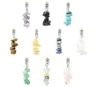Stiesy Gemstone European Dangle Charms 50Pcs 10 Style Chakra Stone Chip Beads Large Hole Dangle Pendants for Jewellery Making Crafting DIY Necklace Bracelet Earring Gifts