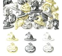 Stiesy Halloween Theme Alloy Charms 30Pcs, Pumpkin & Witch Hat Dangle Charms for Jewelry Making, Spooky DIY Craft Supplies and Party Decor 6 Styles