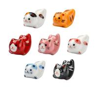 Stiesy Handmade Cat Shape Porcelain Ceramic Beads 7Pcs, Bright Glazed Kitten Animal DIY Craft Beads Spacer for Pet Lover Jewelry Making, Charm Bracelet DIY, Present Crafting