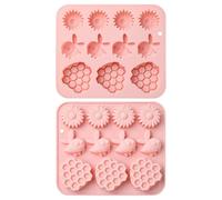 Stiesy Honeycomb Silicone Moulds 2Pcs Reusable Bee Shape Chocolate Baking Mould Flower Candy Molds for DIY Fondant Cake Soap Pudding Party Treats Birthday Resin Craft Supplies (11 Cavity