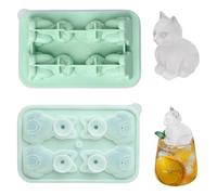 Stiesy Ice Silicone Moulds Cat Shape Ice Cube Mould with Lid Large Animal Ice Trays Silicone Molds for Freezer Jelly Milk Juice Coffee Chilling Cocktails Whiskey Chocolate