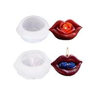 Stiesy Lip Candle Moulds, 2Pcs Lip with Rose Flower Shape Silicone Mold 3D Resin Epoxy Casting Molds Scented Aromatherapy Candle Making Mould for DIY Wax Soap Crafts Gypsum Wedding Home Decor Gift